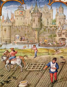 Fol.10v Mês de Outubro: Sementeira, de Breviarium Grimani, c.1515 de Flemish School