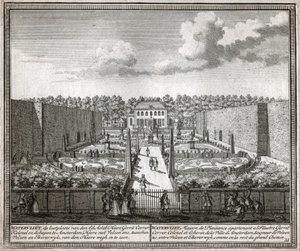 Jardim francês. (Gravura de Flemish School