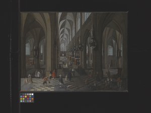 Interior da Catedral de Antuérpia (óleo sobre tela) de Flemish School