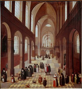Vista interna da igreja Pintura da escola flamenga do século XVII Madrid, Musee Lazaro Galdiano de Flemish School