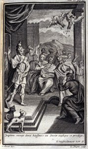 Júpiter envia duas águias: uma chupeta explica este prodígio. Lustração pelo livro II da Odisseia de Homero, na Odisseia, publicado em Amsterdã em 1731, Coleção privee Milan. de Flemish School