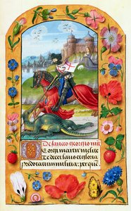 MS 1058-1975 f.173r São Jorge e o Dragão, de um livro de horas, provavelmente Bruges, c.1500-05 de Flemish School