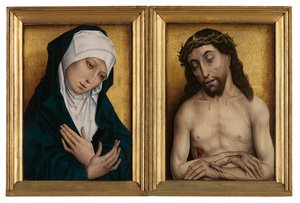 Mater Dolorose and Man of Sorrows (óleo sobre painel) de Flemish School