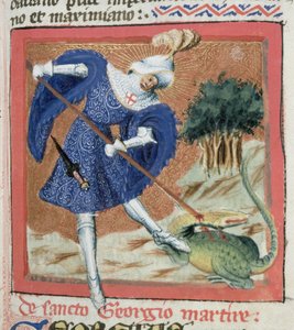 Sra. Gen IIII f.81r São Jorge e o Dragão, de A Lenda Dourada, de Jacobus de Voragine (c.1228-98) de Flemish School