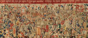 Museu Paroquial de tapeçarias (Museo Parroquial de Tapices de Pastrana). Tapeçaria flamenga. Toma de Arcila (Toma de Arcila, Asalto de Arcila, De inname van Arzila). Série Conquistas do rei Afonso I de Portugal (Conquistas de Alfonso V de Portugal). Tourna de Flemish School