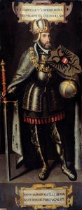 Retrato de Carlos V (1500-1558) Rei de Espanha, Imperador do Sacro Império Romano. Pintura da escola flamenga