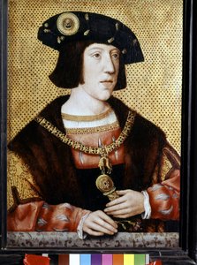 Retrato de Carlos V (1500 - 1558), Imperador da Alemanha. Escola flamenga do século XVI (óleo sobre tela)
