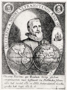 Retrato de Oliver Noort (1558-1627) na idade de 42 de Flemish School