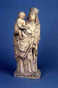 Escultura da Virgem e da Criança do Vale de Liège ou Meuse (alabastro) de Flemish School