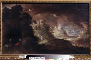Sodoma e Gomorra (Sodoma e Gomorra). Pintura anônima. Óleo sobre tela de Flemish School
