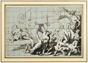 Estudo para a Igreja Militante que espezinha a heresia de Flemish School
