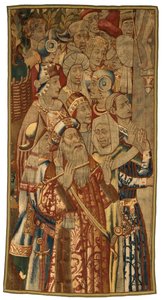 Tapeçaria, Uma reunião judaica, feita na Flandres, Bélgica, possivelmente em meados do século XV (lã) de Flemish School