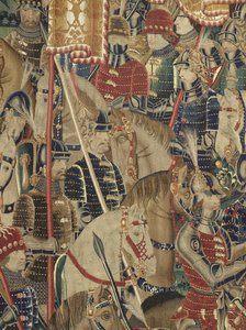 Tapeçaria mostrando as Conquistas de D. Afonso V de Portugal, Tournai. Detalhe. (Lã e seda). de Flemish School