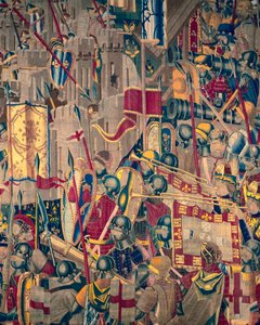 Tapeçaria mostrando as Conquistas de D. Afonso V de Portugal, Tournai. Detalhe. (Lã e seda) de Flemish School