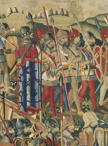Tapeçaria mostrando as Conquistas de D. Afonso V de Portugal, Tournai. Detalhe. (Lã e seda). de Flemish School