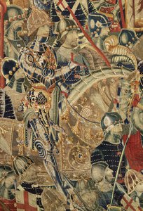 Tapeçaria mostrando as Conquistas de D. Afonso V de Portugal, Tournai. Detalhe. (Lã e seda). de Flemish School