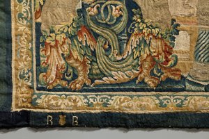 Tapeçaria mostrando as Conquistas de D. Afonso V de Portugal, Tournai. Detalhe. (Lã e seda). de Flemish School