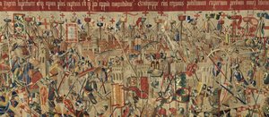 Tapeçaria mostrando as Conquistas de D. Afonso V de Portugal, Tournai. Detalhe. (Lã e seda). de Flemish School