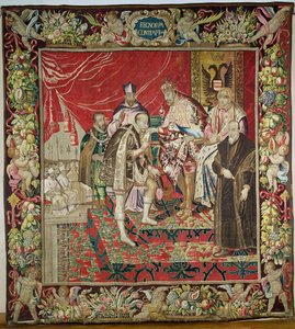 A abdicação de Carlos V (1500-58) de The Tapestry of Charles Quint, c.1630-40 de Flemish School
