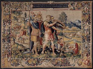 A História de Hannibal, c.1570 (tapeçaria) de Flemish School