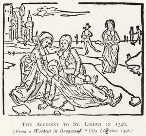 O acidente com St Liedwi em 1396 de Flemish School