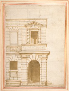 A fachada da casa de Giulio Romano em Roma (caneta e tinta sobre papel) de Flemish School
