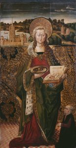 Tríptico, St. Lucy, painel esquerdo (ver também 345909, 345911) de Flemish School