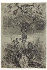 Holandês: Desenho final para o frontispício Les Epaves de Charles Baudelaire de Félicien Rops