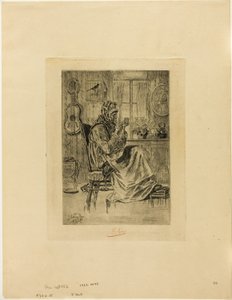 Velha com uma agulha de Félicien Rops