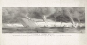 Waterhozen op zee bij Sicilië, 1827
Fenómeno das manchas de água, observado no Mar Siciliano, em vista de Stromboli, em 27 de Junho de 1827 (título sobre o objecto) de Félix Achille Beaupoil Saint Aulaire