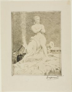 A estátua da Resistência por Falguière, placa quatro de O Cerco de Paris, 1870