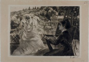 O terraço da Villa Brancas de Félix Henri Bracquemond