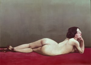 Nu em decúbito dorsal numa passadeira vermelha de Félix Vallotton