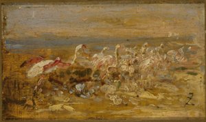 Flamingos, 2ª metade do século XIX (óleo sobre madeira) de Félix Ziem