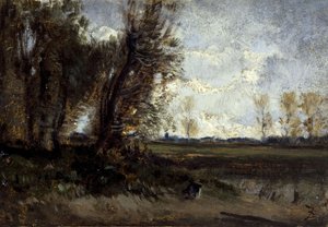 A lagoa, entre 1850 e 1860 (óleo sobre papel sobre tela) de Félix Ziem