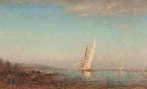 Martigues, a vela branca, entre 1890 e 1895 (óleo sobre madeira) de Félix Ziem
