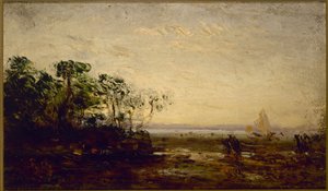 Martigues, efeito crepuscular, entre 1850 e 1900 (óleo sobre madeira) de Félix Ziem