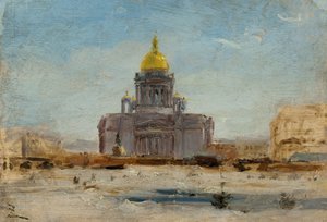 São Petersburgo, Santo Isaac, entre 1-1844 e 9-1844 (óleo sobre papel sobre tela) de Félix Ziem