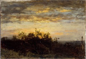 Pôr do sol, entre 1850 e 1860 (óleo sobre madeira) de Félix Ziem