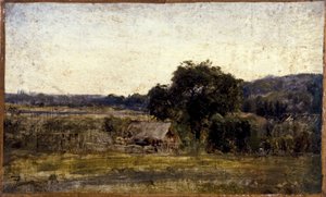 Casa de palha, entre 1850 e 1860 (óleo sobre papel sobre tela) de Félix Ziem