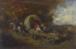 A carruagem, entre 1843 e 1844 (óleo sobre madeira) de Félix Ziem