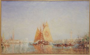 Veneza, Trabaccolo com vela amarela, entre 1870 e 1890 (óleo sobre tela) de Félix Ziem