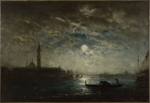 Veneza e o Campanário ao luar, entre 1870 e 1890 (óleo sobre tela) de Félix Ziem