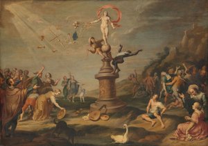 Fortuna concedendo seus presentes, c.1645 (óleo no painel) de Floquet or Flocket Simon Flocquet