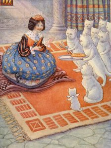 Os Gatos trouxeram uma tarte de rato à Princesa (litografia a cores)