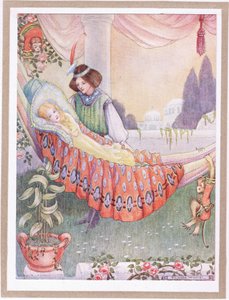 A princesa pôs as donzelas em redes (litografia a cores) de Flora White