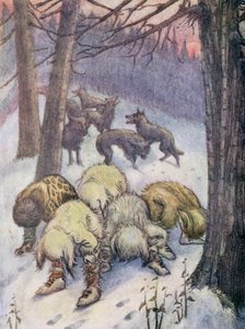Lobos (litografia a cores) de Flora White