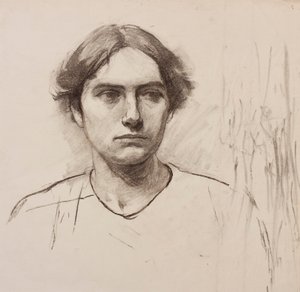 Chefe de um modelo de escola de arte, c.1900 (carvão sobre papel) de Florence Eleanor Shepard