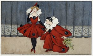 Pierrot e Colombine - sobremesa por Florence Hardy, deb. século XX