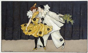 Pierrot e Colombine - sobremesa por Florence Hardy, deb. século XX